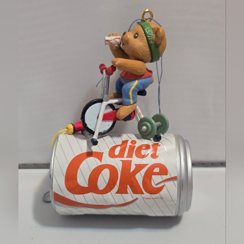 Vintage Coca Cola Bear on Tricycle with Diet Coke Can